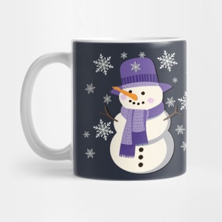 Snowman In Purple Snowflakes WInter Mug